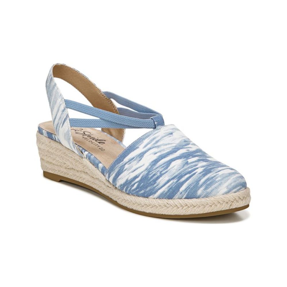 LIFE STRIDE VELOCITY Womens Blue Katrina Toe Wedge Slip On Espadrille Shoes 10 M